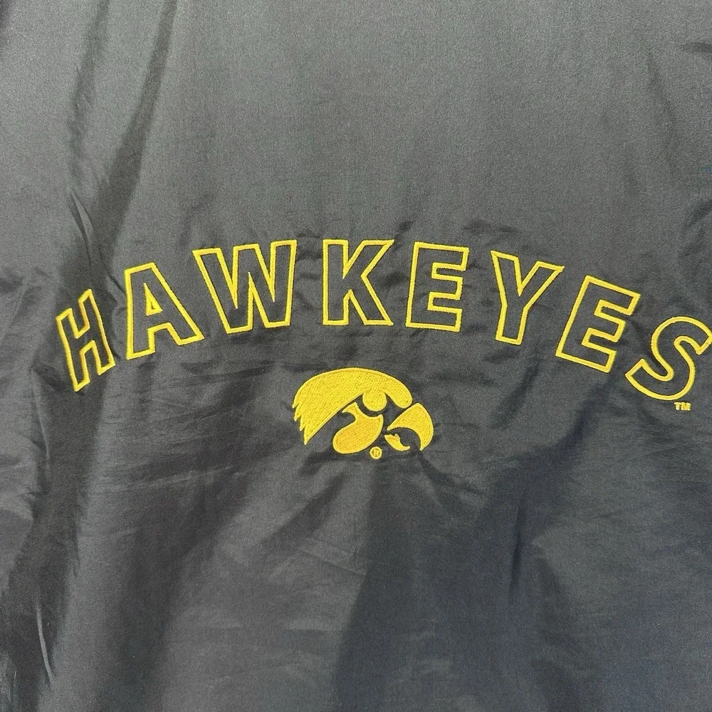 Starter Iowa Hawkeyes Men's XL Full Zip‎ Windbreaker Jacket Adult Y2K Black Gold